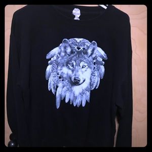 Wolf Crewneck Black Size Large, Lane Seven